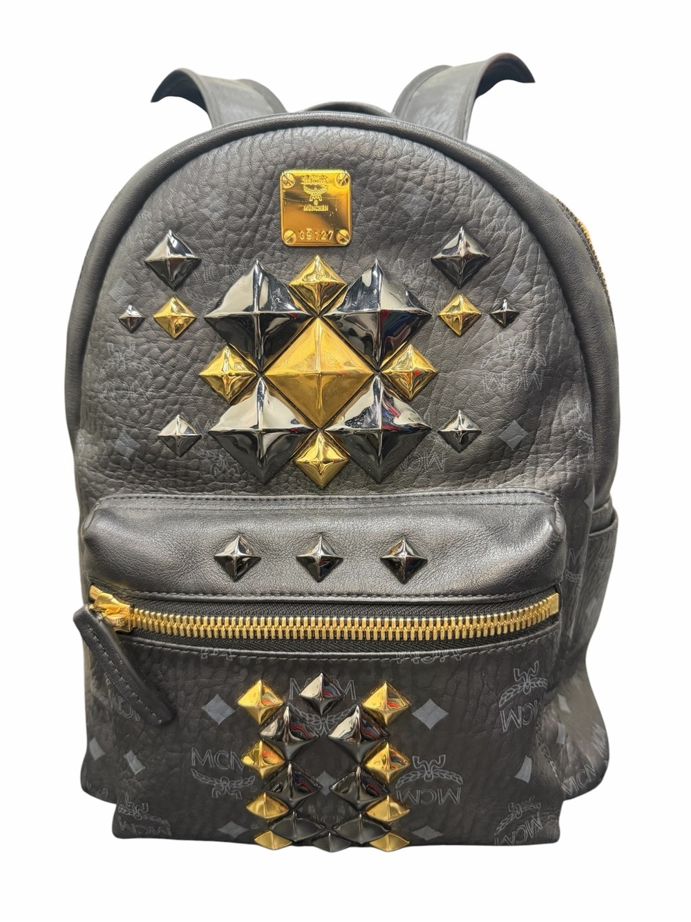 MCM Logogram Visetos Black Leather Backpack